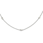 Stainless Steel Polished Slip On Heart Station Necklace