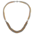 Stainless Steel Yellow & Rose IP-plated Braided Mesh Necklace