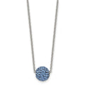 Stainless Steel Polished Blue Enamel w/Crystals 16in w/2in ext Necklace