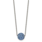 Stainless Steel Polished Blue Enamel w/Crystals 16in w/2in ext Necklace