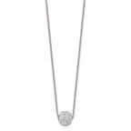 Stainless Steel Polished White Enamel w/Crystals 16in w/2in ext Necklace