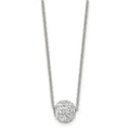 Stainless Steel Polished White Enamel w/Crystals 16in w/2in ext Necklace