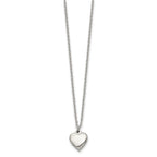 Chisel Stainless Steel Polished Heart on a 16.25 inch Cable Chain with a 1.5 inch Extension Necklace