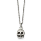 Stainless Steel Polished and Antiqued Skull 19in Necklace