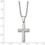 Chisel Stainless Steel Brushed and Polished .03 carat Diamond Cross Pendant on a 22 inch Ball Chain Necklace