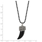 Chisel Stainless Steel Antiqued and Polished Black IP-plated Claw Pendant on a 20 inch Ball Chain Necklace