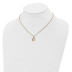 Chisel Stainless Steel Polished Yellow IP-plated Wishbone on a 16 inch Multi-Link Chain Necklace