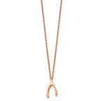 Stainless Steel Polished Rose IP-plated Wishbone 16in Necklace