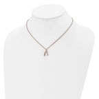 Stainless Steel Polished Rose IP-plated Wishbone 16in Necklace