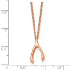 Stainless Steel Polished Rose IP-plated Wishbone 16in Necklace