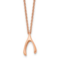Stainless Steel Polished Rose IP-plated Wishbone 16in Necklace