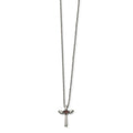 Stainless Steel Polished w/ Red Crystal Cross Necklace