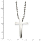 Chisel Stainless Steel Polished Cross Pendant on a 22 inch Ball Chain Necklace