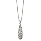 Chisel Stainless Steel Polished with Crystal Teardrop Pendant on an 18 inch Box Chain Necklace