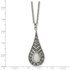 Stainless Steel Polished w/Marcasite and Cat's Eye 18in Necklace