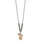 Stainless Steel Polished Champagne Crystal Drop Necklace