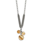 Stainless Steel Polished Champagne Crystal Drop Necklace