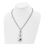 Stainless Steel Polished Hollow Squares Dangle 19.75in Necklace