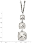 Stainless Steel Polished Hollow Squares Dangle 19.75in Necklace