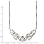 Stainless Steel Polished Claddagh 18in Necklace