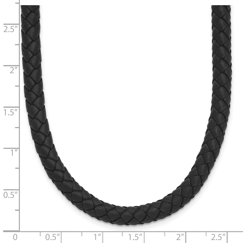 Chisel Stainless Steel Polished Woven Black Leather 19.5 inch Necklace