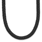 Chisel Stainless Steel Polished Woven Black Leather 19.5 inch Necklace