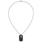 Chisel Stainless Steel Polished and Antiqued Eagle Leather Dog Tag on a 22 inch Ball Chain Necklace