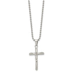Chisel Stainless Steel Polished Crucifix Pendant on a 20 inch Ball Chain Necklace