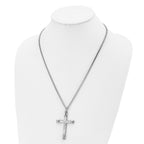 Chisel Stainless Steel Brushed and Polished Crucifix Pendant on a 22 inch Curb Chain Necklace