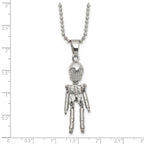 Chisel Stainless Steel Polished Moveable Skeleton Pendant on a 22 inch Ball Chain Necklace
