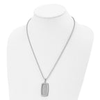 Stainless Steel 22in Polished and Textured Rectangle Necklace