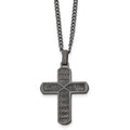Chisel Stainless Steel Polished and Textured Gun Metal IP-plated Cross Pendant on a 22 inch Curb Chain Necklace