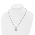 Stainless Steel Polished w/Pink Awareness CZ 20in Necklace