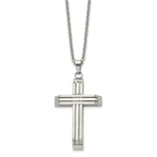 Chisel Stainless Steel Brushed and Polished Cross on a 22 inch Cable Chain Necklace