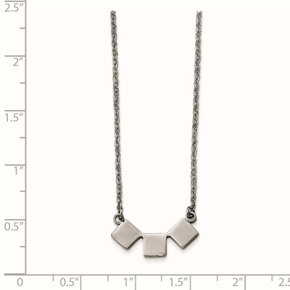 Stainless Steel Polished Three Squares Necklace
