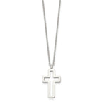Chisel Stainless Steel Polished Cut-out Cross Pendant on a 17.5 inch Cable Chain Necklace