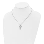 Chisel Stainless Steel Polished Cut-out Cross Pendant on a 17.5 inch Cable Chain Necklace