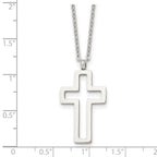 Chisel Stainless Steel Polished Cut-out Cross Pendant on a 17.5 inch Cable Chain Necklace