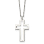 Chisel Stainless Steel Polished Cut-out Cross Pendant on a 17.5 inch Cable Chain Necklace