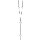 Stainless Steel Polished Cross Dangle Slip on 30in Necklace