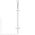 Stainless Steel Polished Cross Dangle Slip on 30in Necklace