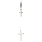 Stainless Steel Polished Cross Dangle Slip on 30in Necklace