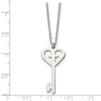 Stainless Steel Polished Key with Cross 16in Necklace