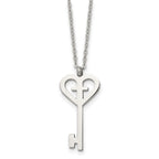 Stainless Steel Polished Key with Cross 16in Necklace