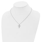 Chisel Stainless Steel Polished Small Cross Pendant on an 18 inch Cable Chain Necklace