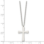 Chisel Stainless Steel Polished Small Cross Pendant on an 18 inch Cable Chain Necklace