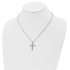 Chisel Stainless Steel Polished Large Cross Pendant on an 18 inch Cable Chain Necklace