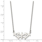 Stainless Steel Brushed and Polished Multi Cross 17.5in Necklace