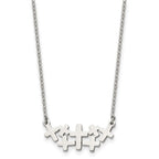 Stainless Steel Brushed and Polished Multi Cross 17.5in Necklace