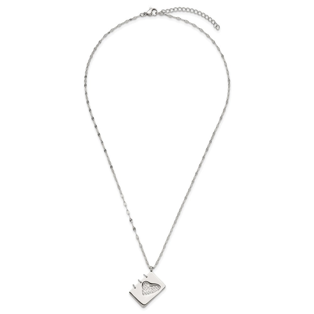 Chisel Stainless Steel Brushed and Polished Lord's Prayer in Spanish Notebook Pendant on a 17.5 inch Necklace